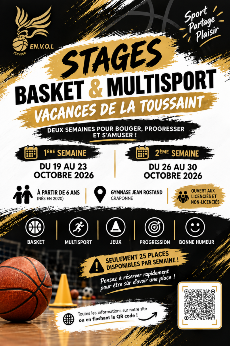 🏀🍂 STAGE BASKET & MULTISPORT – VACANCES DE LA TOUSSAINT 🍂🏀