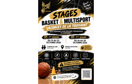 🏀🍂 STAGE BASKET &amp; MULTISPORT – VACANCES DE LA TOUSSAINT 🍂🏀