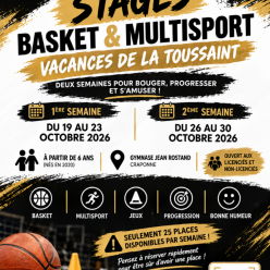 🏀🍂 STAGE BASKET & MULTISPORT – VACANCES DE LA TOUSSAINT 🍂🏀